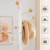 Songmics frakke rack, fritstående metal frakke træ, 11 kroge med træ ender, til frakker, hatte, tasker, 53,5 x 53,5 x 173 cm, hvid RCR028W01 - Billede 3