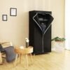 Stofgarderobe, Foldegarderobe med Hængestang, Simpelt Tøjstativ, Opbevaringsenhed til Tasker, Legetøj, Sko, Stue, Soveværelse, Garderobe, 75 X 45 X 160 Cm, Sort Bagside83h - Billede 3