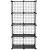 Songmics 9-kub metaltrådopbevaringsstativ, sammenlåsning af hylder med metaltrådhylder, PP-plastikark til bogsko Toys tøjværktøjer, i stuen, 93 x 31 x 93 cm, sort LPI115h - Billede 5