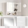 Vasagle BBK122W01 Mirrored Cabinet, badeværelse skab med højdejusterbare hylder, dør og øverste panel med højglans overflade, badeværelse, 54 x 15 x 55 cm, hvid - Billede 4