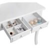 Songmics Princess Dressing Table Stool Set og 360 graders drejelig spejl makeup desk 4 skuffer forfængelighed møbler let at samle soveværelse hvid RDT04W - Billede 7