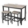 Barbord med 2 barstole i industrielt design, greige og sort farve.