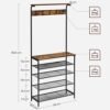 Vasagle Knageholder, skostativ, Industriel, Rustik Brun og Sort - Billede 5