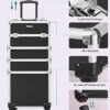 Songmics Makeup Case, 4-in-1 Travel Beauty Trolley, låsbar rullende makeup-sag, sort - Billede 4