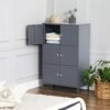 Songmics Storage Cabinet, 3-Tier Metal Office Cabinet, Multipurpose Storage Organizer Stand With 6 Doors, 65 X 36 X 105,2 cm, Max. Belastningskapacitet 15 kg pr. Hylde, grå OMC06GB - Billede 6