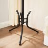 Songmics frakke rack, fritstående metal frakke træ, 11 kroge med træ ender, til frakker, hatte, tasker, 53,5 x 53,5 x 173 cm, sort RCR028B01 - Billede 5