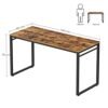 Vasagle Computer Desk, Writing Desk, Home Office Desk med 8 kroge, 140 x 60 x 75 cm, til undersøgelse og soveværelse, let samling, stål, industriel design, rustik brun og sort LWD59X - Billede 5