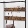Vasagle HSR411B01 tøjstativ frakke rack med 9 aftagelige kroge bænk industriel design til gangen soveværelse vintage brun sort - Billede 3