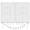 Songmics Grid -paneler, sæt med 2, fotovægskærm, metal mesh vægindretning, multifunktionel hængende billedvæg, DIY, kunstdisplay, s krog, klip, hamp ledning, sort LPP02H