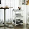 Songmics Rolling Trolley Storage Unit med 3 hylder til køkken badeværelse kælder KSC03WT - Billede 3