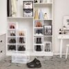 Songmics Shoe Box, Stackable Shoe Organizer, plastskoopbevaring med klar dør, let at samle, sæt på 6, 28 x 36 x 22 cm, størrelser op til Storbritannien 11, gennemsigtig LSP06TP - Billede 7