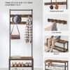 Vasagle HSR411B01 tøjstativ frakke rack med 9 aftagelige kroge bænk industriel design til gangen soveværelse vintage brun sort - Billede 2