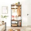 Vasagle Coat Rack, Hall Tree med 8 kroge, skobænk, opbevaringshylder, rustik brun og sort - Billede 4