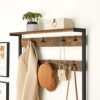 Vasagle Coat Rack, Hall Tree med 8 kroge, skobænk, opbevaringshylder, rustik brun og sort - Billede 7