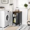 Songmics Storage Cabinet, Floor Cabinet med dør, skænk med justerbar hylde, stålramme, rumbesparende, industriel stil, rustik brun og sort LSC101B01 - Billede 3