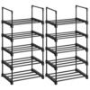 Songmics 5-lags sko rack, sæt med 2 metalskoopbevaringsarrangør, stable opbevaringsstativ, rumbesparende, fritstående hylde, til gangen, soveværelse, stue, sort LSA055B02