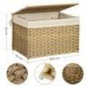 Rattan opbevaringsboks med låg og håndtag, 65L, til soveværelse eller vaskerum.