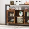 Vasagle skænk, buffetbord med 2 gennemsigtige glasdøre, tv -skab, med justerbare hylder, til spisestue, 100 x 35 x 80 cm, industriel stil, rustik brun og sort LSC095B01 - Billede 7