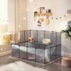 Songmics Guinea Pig Playpen, DIY Hutch Cage til lille kæledyr, grå LPC004G01 - Billede 2