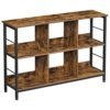 Vasagle boghylde, reol, reolerhed, tv -stativ, konsolbord, 6 rum, til kontor, stue, soveværelse, 33 x 120 x 80 cm, industriel design, rustik brun og sort LLS104B01