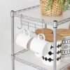 Songmics badeværelse hylde, metalopbevaringsstativ, total belastningskapacitet 100 kg, med 5 pp ark, aftagelige kroge, 30 x 30 x 123,5 cm, udvideligt design, til lille plads, sølv og gennemsigtig LGR023S01 - Billede 6