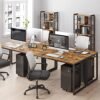 Vasagle Computer Desk, Writing Desk, Home Office Desk med 8 kroge, 140 x 60 x 75 cm, til undersøgelse og soveværelse, let samling, stål, industriel design, rustik brun og sort LWD59X - Billede 6