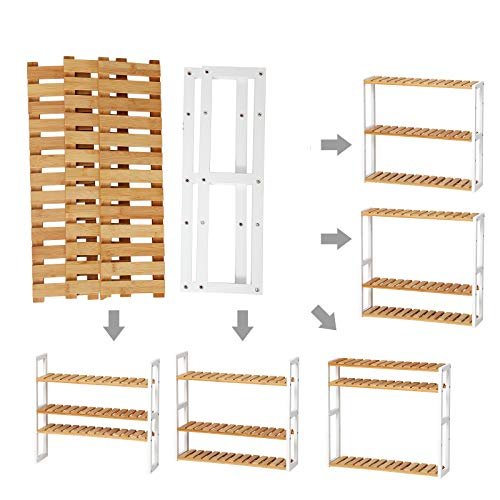 Songmics bambus badeværelseshylde, 3-lags justerbare planter rack, vægmonteret eller stå, i stuen, balkon, køkken, naturlig og hvid BCB13WN 6 Songmics bambus badeværelseshylde, 3-lags justerbare planter rack, vægmonteret eller stå, i stuen, balkon, køkken, naturlig og hvid BCB13WN - Billede 6
