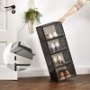 Songmics -skobokse, plastskoopbevaringsarrangører med klare døre, sæt af 6, stable, let samling, 27 x 34,5 x 19 cm, op til britisk størrelse 10, sort LSP032B06 - Billede 3