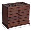 Songmics Wooden Jewellery Box med blomsterudskæring, 6-lags smykkearrangør med 5 aftagelige udtrækkelige skuffer, gave til kære, mørkebrun JBC56W - Billede 7