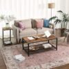 Vasagle sidebord, slutbord, natbord med mesh hylde, morgenmad ved sengen, under sofa, i stue soveværelse, let samling, rumbesparelse, industriel, rustik brun Lnt51x - Billede 4