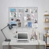 Songmics Grid -paneler, sæt med 2, fotovægskærm, metal mesh vægindretning, multifunktionel hængende billedvæg, DIY, kunstdisplay, s krog, klip, hamp ledning, sort LPP02H - Billede 3