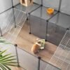 Songmics Guinea Pig Playpen, DIY Hutch Cage til lille kæledyr, grå LPC004G01 - Billede 4