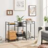 Songmics Metal Badeværelset Badeværelse Køkkenhylde 3 Tier Badeværelse Hylde Stående Hylde Plant Hylde Udvidelige Justerbare hylder Industrielt design til badeværelse køkken sort BSC33BK - Billede 4