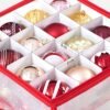 Songmics Christmas Ornament Storage Box, Storage Cube Bin til julepynt, 128 Box Places, Modular Divere, 67 X 34 x 34 cm, semi-gennemsigtig og rød RFB029T01 - Billede 3