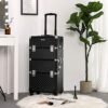 Songmics Professional Makeup Case, Travelling Beauty Trolley, stor kosmetisk vogn til frisører, låsbar rullende makeup -sag med universelle hjul, låg og skulderrem, sort JHZ04B - Billede 2