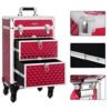 Songmics Travel Accessories Rolling Trolley Cosmetic Case ABS Rød 34 x 27 x 57 cm - Billede 5