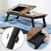 Songmics Laptop Desk til seng eller sofa med justerbar vippetop, morgenmad, der serverer bakke med højdejusterbare foldningsben, passer til skærmstørrelse op til 15,6 inches, gulvbord, rustik brun LLD105B01 - Billede 4