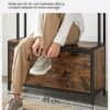 Vasagle HSR405B01 Coat Stand med skodabinet, frakkeholder med bænk, tøjstativ, skoskab, 9 kroge, øverste hylde, til gangen, soveværelse, industriel design, vintage brun/sort - Billede 4