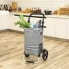Songmics indkøbsvogn, sammenfoldelig indkøbskurv, solid, stor kapacitet 35L, bagagevogn, grå - Billede 3