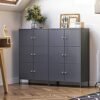 Songmics Storage Cabinet, 3-Tier Metal Office Cabinet, Multipurpose Storage Organizer Stand With 6 Doors, 65 X 36 X 105,2 cm, Max. Belastningskapacitet 15 kg pr. Hylde, grå OMC06GB - Billede 3