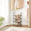 Songmics 4-lags sko rack, skoopbevaringsarrangør med metalramme, ikke-vævet stoflag, til gang, soveværelse, stue, 45 x 28 x 80 cm, sort LSR004B02 - Billede 2