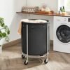 Songmics RLS001B01 Tøjvaskesorter, vaskeri på hjul, 170 liter rundt vaskeri med stålramme, aftagelig vaskeri og 4 hjul (2 med bremser), sort/sølv - Billede 2