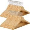 Songmics (Maple Wood) 44,5 cm Træ voksen træfrakkehænger med buksebar (Natural, 50)