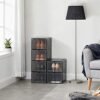 Songmics -skobokse, plastskoopbevaringsarrangører med klare døre, sæt af 6, stable, let samling, 27 x 34,5 x 19 cm, op til britisk størrelse 10, sort LSP032B06 - Billede 4