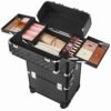 Songmics Professional Makeup Case, Travelling Beauty Trolley, stor kosmetisk vogn til frisører, låsbar rullende makeup -sag med universelle hjul, låg og skulderrem, sort JHZ04B - Billede 6