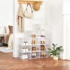 Songmics -skobokse, plastskoopbevaringsarrangører med klare døre, sæt af 6, stable, let samling, 27 x 34,5 x 19 cm, op til britisk størrelse 10, hvid LSP032W06 - Billede 3