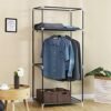 Stofgarderobe, Foldegarderobe med Hængestang, Enkelt Tøjstativ, Opbevaringsanordning til Tasker, Legetøj, Sko, Stue, Soveværelse, Garderobe, 75 X 45 X 160 Cm, Grå Bagside83gy - Billede 4