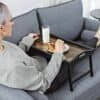 Foldbart sofabord med træoverflade til sofa og soveværelse.