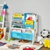 Songmics Kids 'Bogreol, Book Storage Shelf Organizer, med Anti-Tip Kit, til børneværelse, legerum, dagpleje, skole, 62,5 x 28 x 60 cm, rumbesparende design, White GKR72WT - Billede 4