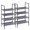Songmics 4-lags sko rack, sæt med 2 skoopbevaringsarrangør med metalramme, ikke-vævet stoflag, til gang, soveværelse, stue, 45 x 28 x 80 cm, grå LSR044G02